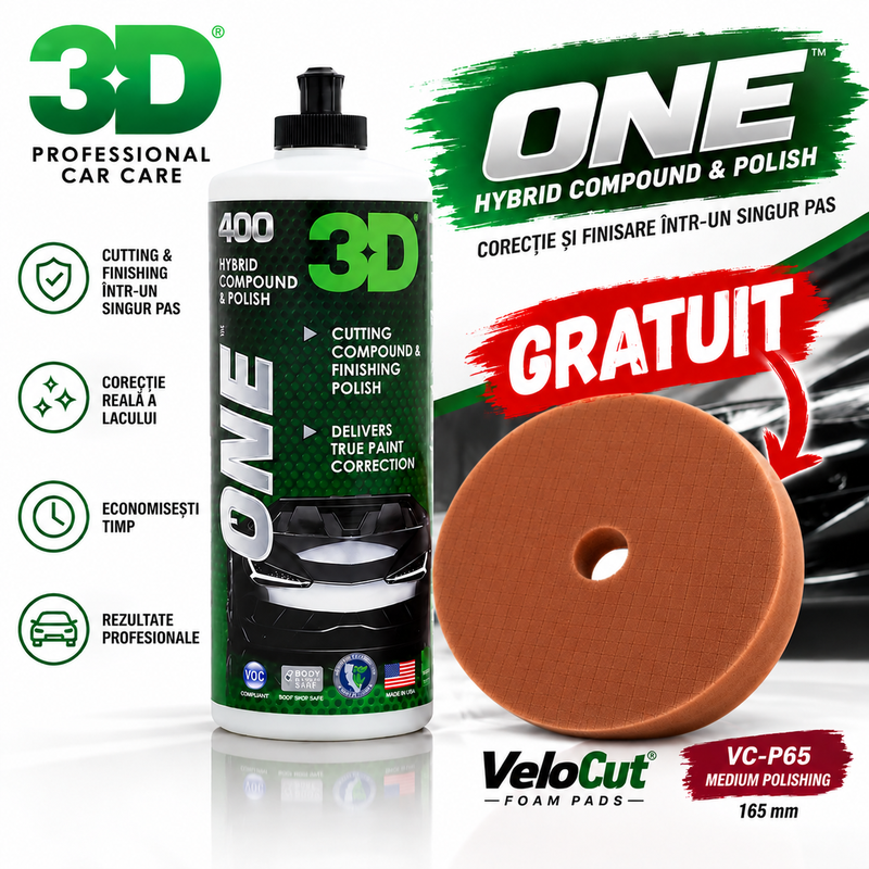 Pachet Promo 3D ONE 946ml – Pasta Polish + Burete VeloCut 140 mm GRATUIT